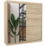 Les tendances - armoire moderne chambre adulte 2 portes coulissantes 1 naturel 1 miroir davia 200cm