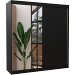 Les tendances - armoire moderne chambre adulte 2 portes coulissantes 1 noir 1 miroir davia 200cm