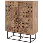 Bahut 4 portes bois clair impression et mtal noir quantum 93cm