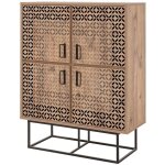 Bahut 4 portes bois pin atlantique et mtal noir quantum 93cm