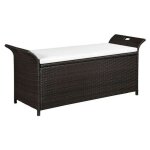 Banquette coffre de jardin résine tressée marron toplu Banquette coffre de jardin résine tressée marron toplu
