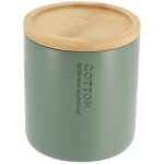 Tendance - boite a coton polyresine couvercle bambou - kaki bambou