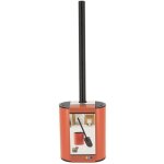 Brosse wc plate en silicone et support metal - terre de sienne noir tendance