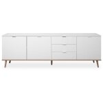 Les tendances - buffet 3 portes 3 tiroirs 200x40x68 cm blanc - gothy