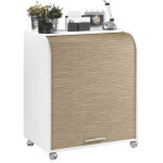 Bureau informatique blanc  rideau imprim chne naturel must 80cm