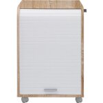 Caisson à rideau sur roulettes 2 tiroirs bois clair et blanc orga 70cm Caisson à rideau sur roulettes 2 tiroirs bois clair et blanc orga 70cm