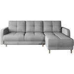 Les tendances - canap d'angle convertible et rversible tissu kindo - pieds bois clair - gris clair