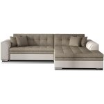 Les tendances - canap d'angle convertible tissu et simili looka - pieds mtal chrom - beige clair / ...