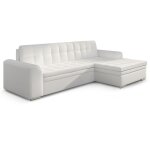 Les tendances - canapé angle droit convertible simili blanc kapitona 270cm Les tendances - canapé angle droit convertible simili blanc kapitona 270cm