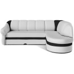 Les tendances - canap� d'angle droit convertible simili blanc et noir sundy 250cm