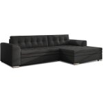 Les tendances - canapé angle droit convertible simili noir kapitona 270cm Les tendances - canapé angle droit convertible simili noir kapitona 270cm