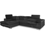 Cotecosy - canap� d'angle gauche convertible simili noir marka 275cm