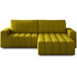 Les tendances - canap d'angle velours capitonn bozen ? convertible et rangement - jaune moutarde - ...
