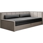 Canap banquette convertible 3 places tissu doux figo 214cm - beige clair - angle gauche