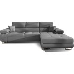 Les tendances - canap� convertible d'angle droit simili cuir gris avec rangement wile 280cm