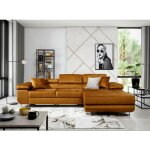Les tendances - canap convertible d'angle droit velours marron clair wile 280 cm