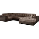 Les tendances - canap� panoramique convertible diano velours - marron fonc� / marron clair - m�ridienne ...