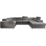 Les tendances - canap� panoramique convertible louve tissu - rangement et t�ti�res r�glables - gris fonc� ...