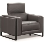 Les tendances - canap� de relaxation �lectrique en cuir kinston - gris fonc� - 1 place fauteuil