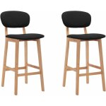 Chaise de bar tissu noir et bois de h�tre massif kamila - lot de 2