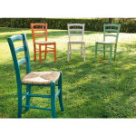 Chaise en bois de h�tre et paille naturalia - lot de 2 - vert olive