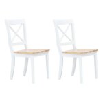 Chaise bois massif blanc et naturel aero - lot de 2