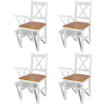 Chaise de cuisine blanc laqué et marron dina - lot de 4 Chaise de cuisine blanc laqué et marron dina - lot de 4