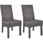 Chaise rotin marron et pieds manguier massif kaleb - lot de 2