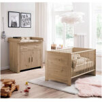 Les tendances - chambre b�b� duo : lit 70 x 140 cm + commode a langer ahoi - chene - trend team