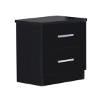 Chevet moderne 2 tiroirs bois noir laqué mona 50cm Chevet moderne 2 tiroirs bois noir laqué mona 50cm