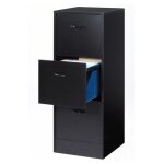 Classeur 3 tiroirs dossiers suspendus noir office h109cm