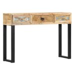 Console 2 tiroirs manguier massif clair et m�tal noir maneci