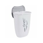 Eda - coffre  linge flora 40 l gris bton couvercle blanc crus