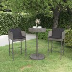 Les tendances - ensemble de bar de jardin 3 pcs et coussins r�sine tress�e gris vidaxl