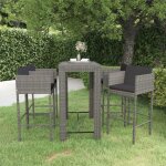 Les tendances - ensemble de bar de jardin 5 pcs et coussins r�sine tress�e gris vidaxl