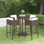 Les tendances - ensemble bar de jardin 5 pcs et coussins r�sine tress�e marron