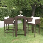 Les tendances - ensemble bar de jardin 5 pcs et coussins r�sine tress�e marron