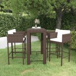 Les tendances - ensemble bar de jardin 5 pcs et coussins rsine tresse marron