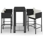 Les tendances - ensemble de bar de jardin 5 pcs et coussins rsine tresse noir vidaxl