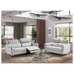 Les tendances - ensemble canapé 3 places de relaxation électrique et 2 places fixe gris clair bakay Les tendances - ensemble canapé 3 places de relaxation électrique et 2 places fixe gris clair bakay