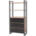Etag�re biblioth�que en bois naturel et m�tal noir volka 90cm