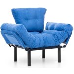 Fauteuil transformable en lit tissu bleu pliaz 95cm
