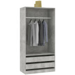 Armoire dressing 1 penderie 2 tiroirs 100cm - collection kodok - gris b�ton