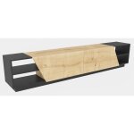 Grand banc tv 2 portes 2 �tag�res bois gris fonc� et ch�ne tr�s clair doreza 240cm