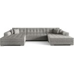 Les tendances - canap� panoramique convertible vira en tissu chin� - gris clair chin�