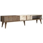 Cotecosy - meuble tv imitation marbre et effet noyer milan
