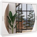 Les tendances - grande armoire de chambre � coucher 3 portes coulissantes blanches et miroir kerry 250cm ...