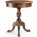 Gu�ridon en bois d'acajou marron 2 tiroirs castle 60cm