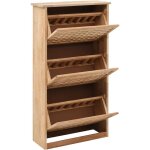 Les tendances - the living store armoire  chaussures 55x20x104 cm bois de noyer massif - meuble chaussure ...