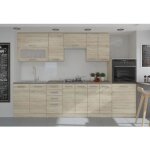 Les tendances - lassen cuisine complete l 300 cm avec demi - colonne four et hotte - decor chene sonoma ...